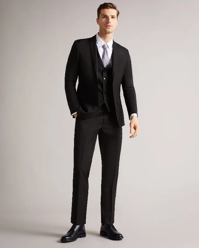 Dundets Slim Black Twill Suit Trousers Black