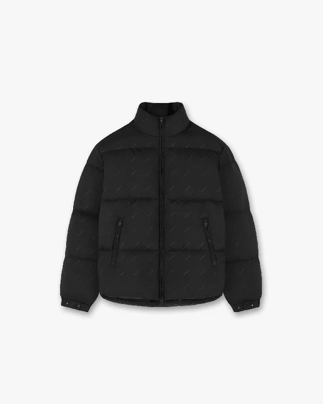 All Over Logo Puffer Jacket - Black