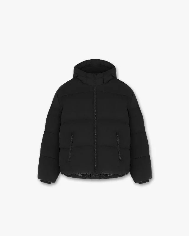 Hooded Puffer Jacket - Black