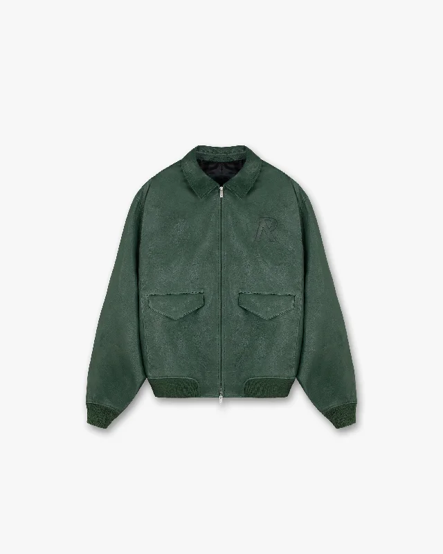 Leather Flight Jacket - Racing Green