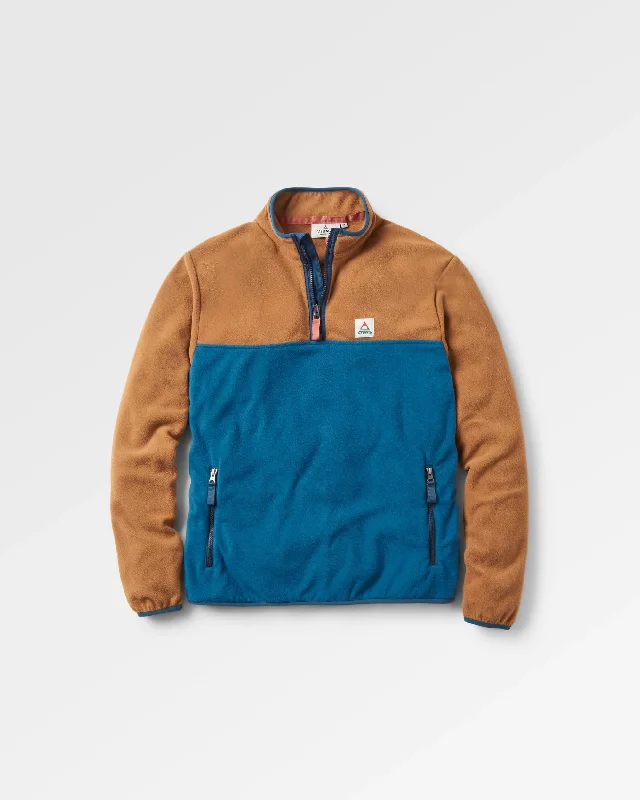 Set Off Recycled Polar 1/4 Zip Fleece - Toffee/Blue Steel