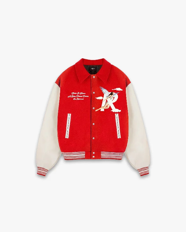 Storms In Heaven Varsity Jacket - Burnt Red