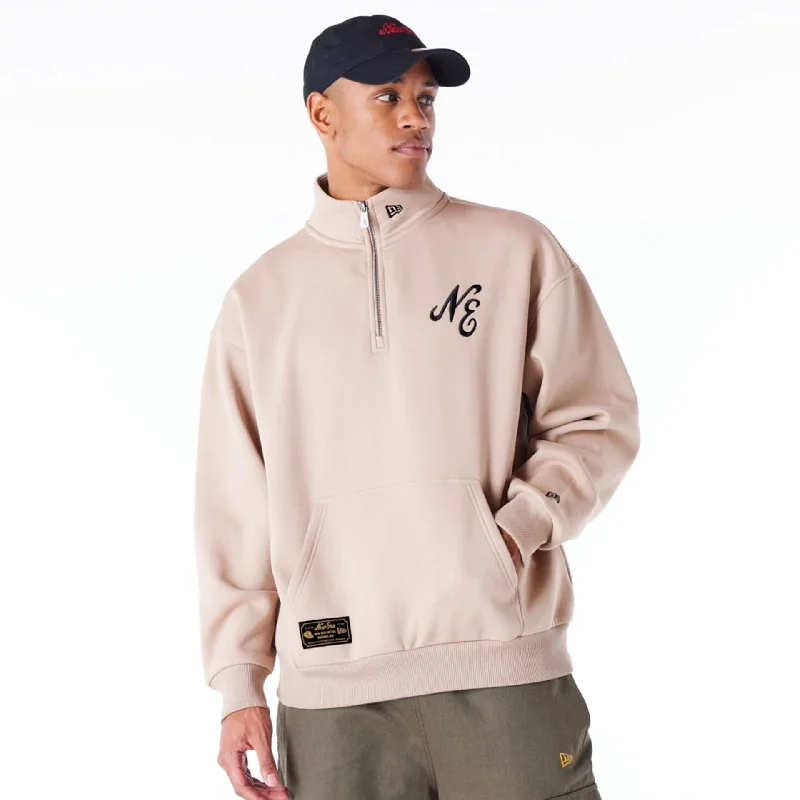 New Era Lifestyle Beige Quarter-Zip Sweater