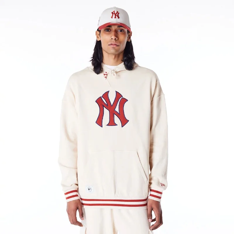 New York Yankees MLB Rib Infill Stone Oversized Pullover Hoodie