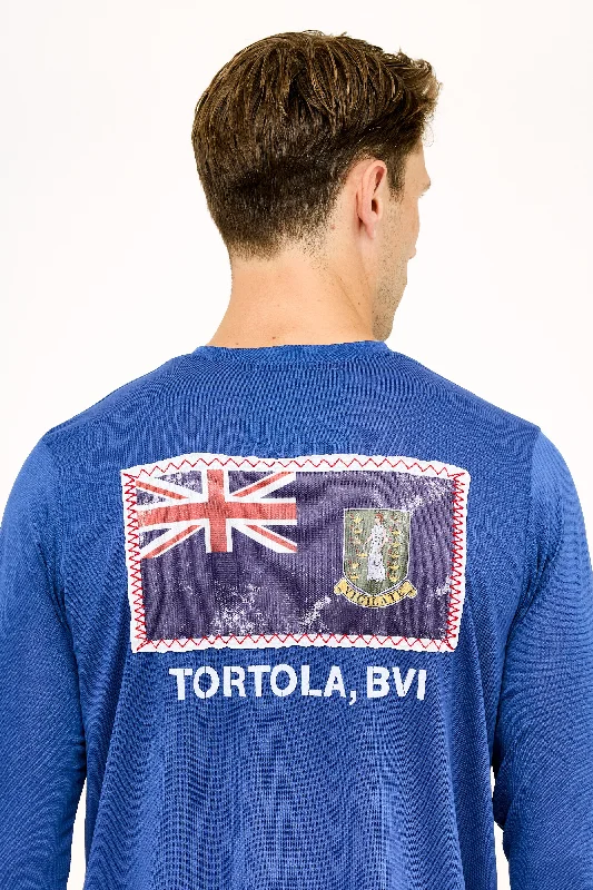 Tortola St Ursula Flag Patch UPF50 Shirt - Racing Blue