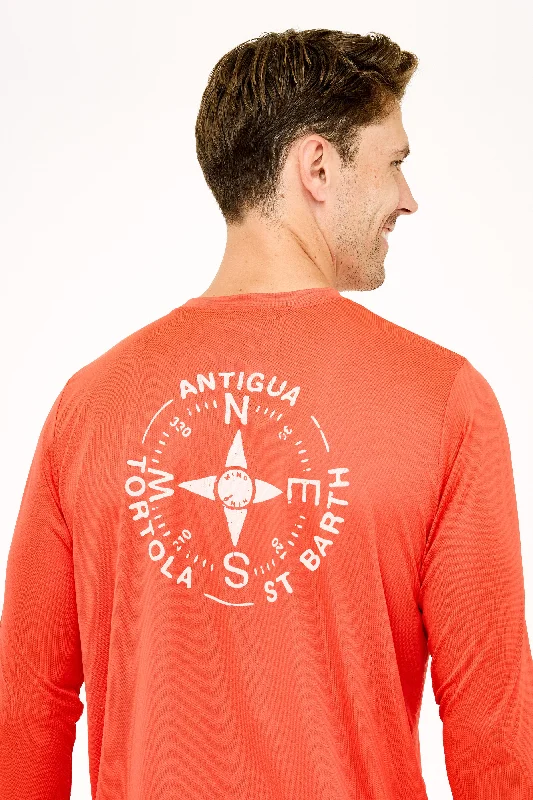 Tortola Compass UPF50 Shirt - Sunset Red