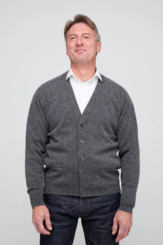 Men's Lambswool Cardigan - Grey