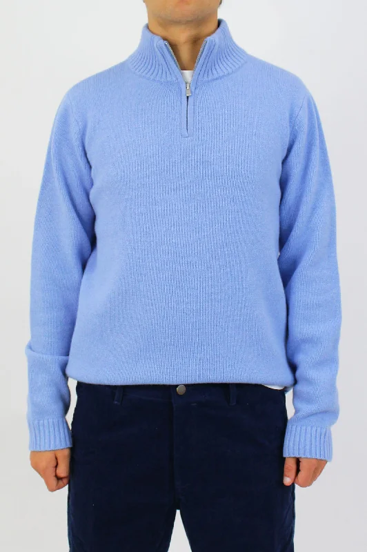 Merino Wool Men's Quarter Zip Jumper | Blue/Navy